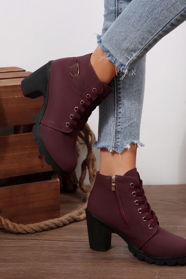 The Leonie High Heel Ankle Boots with Cross Strap Detail – La Rose Couture Shoes & Footwear