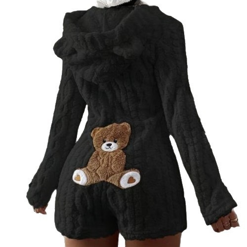 Womens Casual Hooded Plush Jumpsuit - Image 5