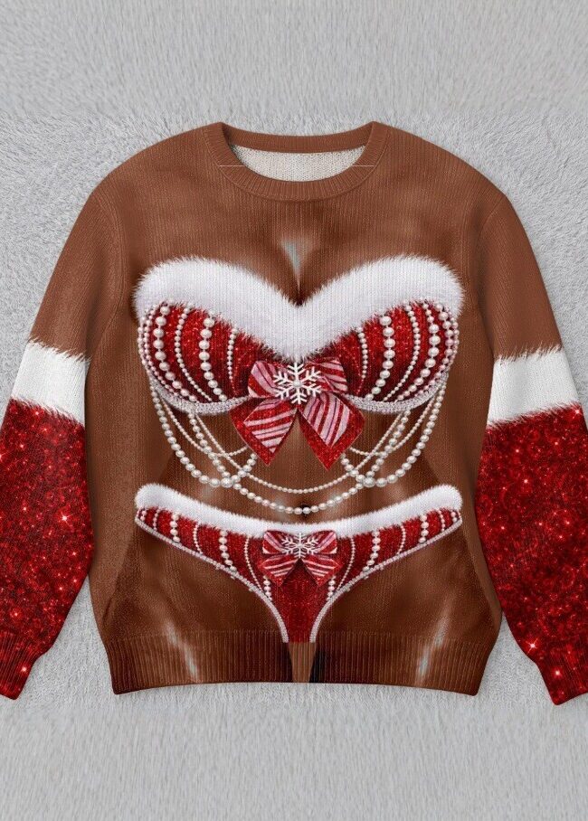 The Valentine 3d Printed Christmas Sweater Pullover Fleece Knit Top Detail – La Rose Couture Tops & Blouses