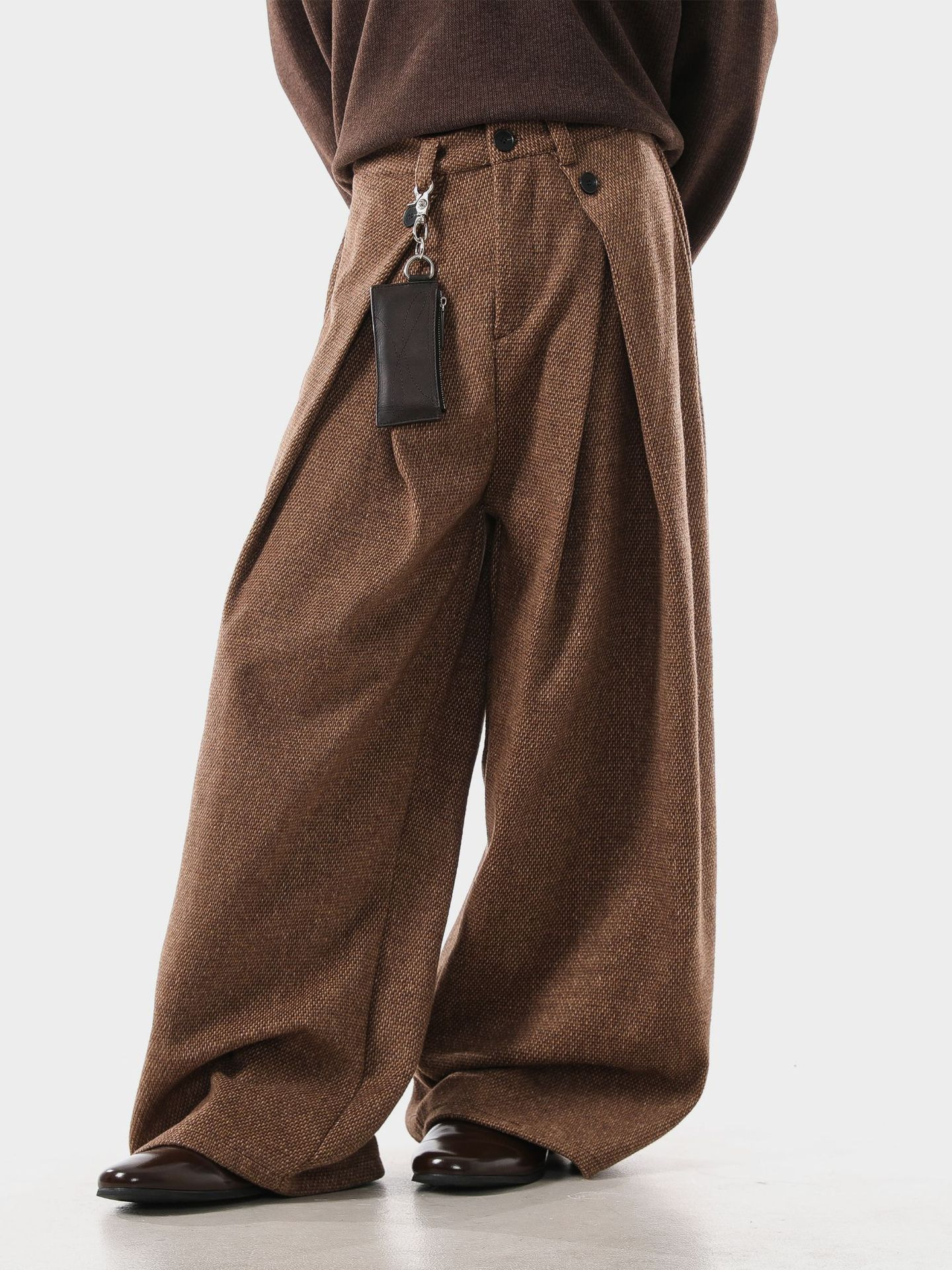 Retro A-line pleated casual wide-leg pants