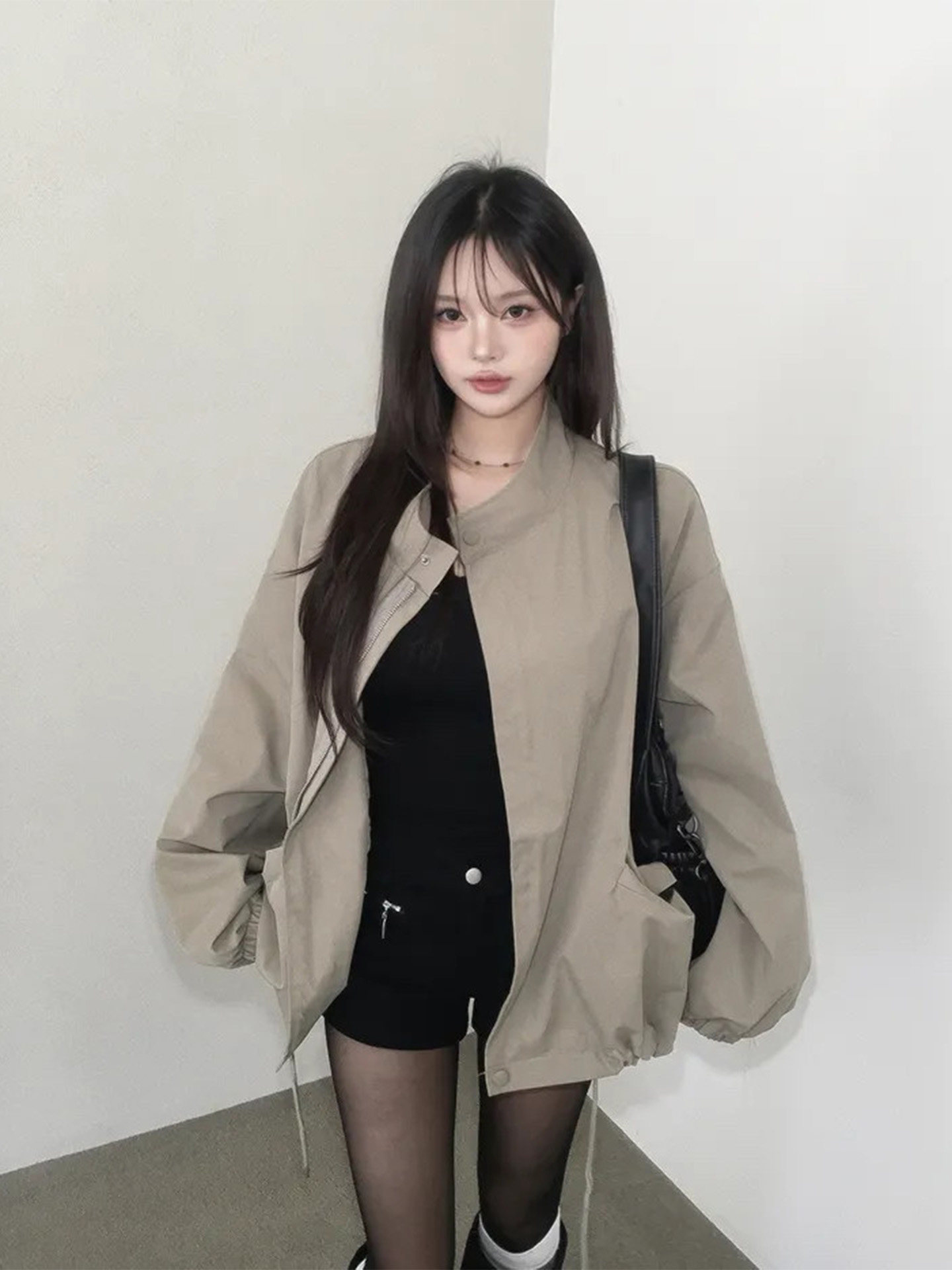 Women's Retro Stand Collar Short Trench Coat Jacket