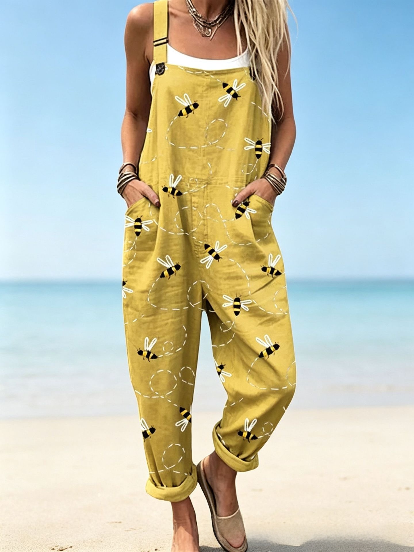 Women's sleeveless printed long-style drawstring pants - Image 3