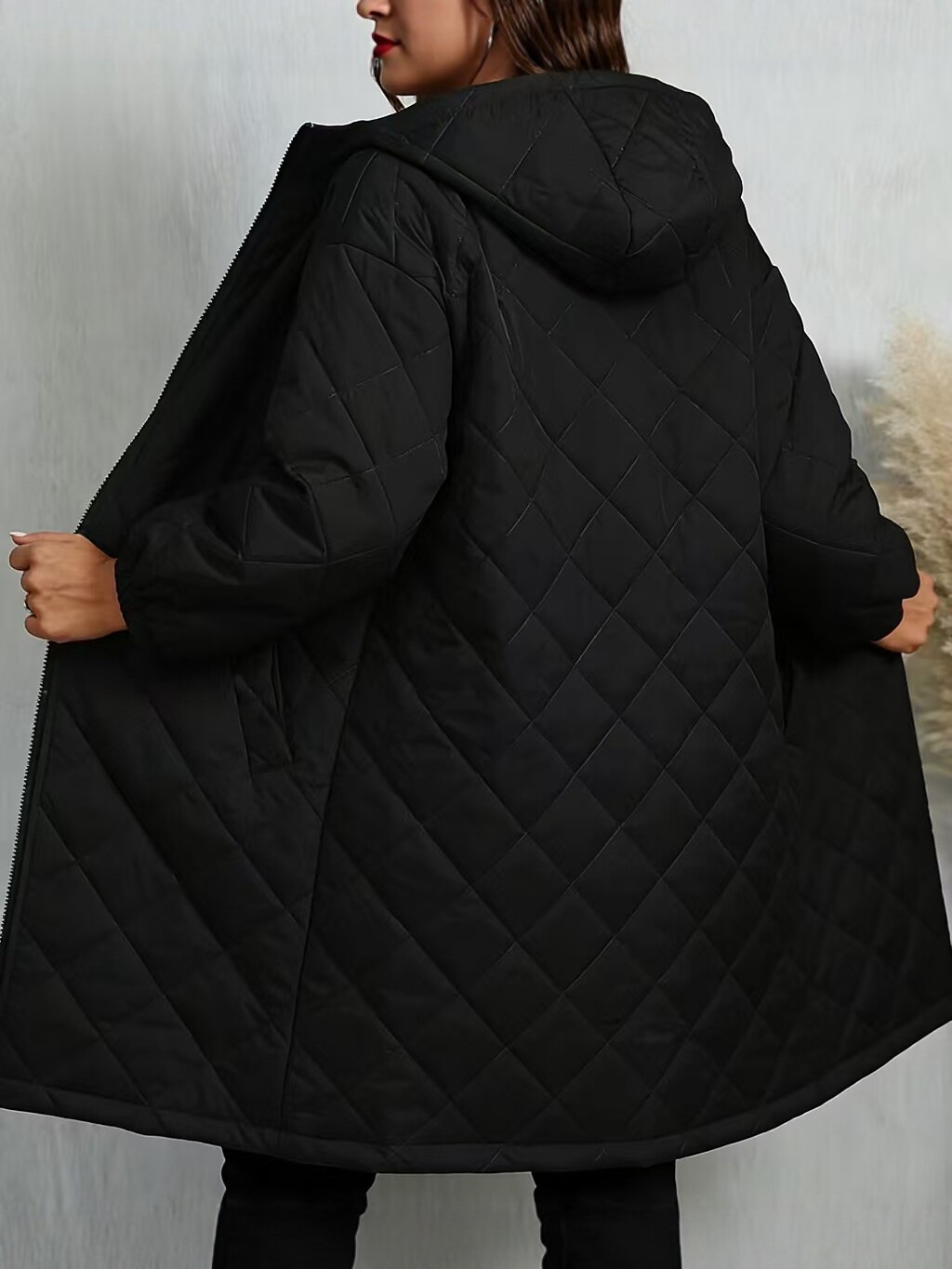 Womens Plaid Hooded Fleece Dress - Image 4