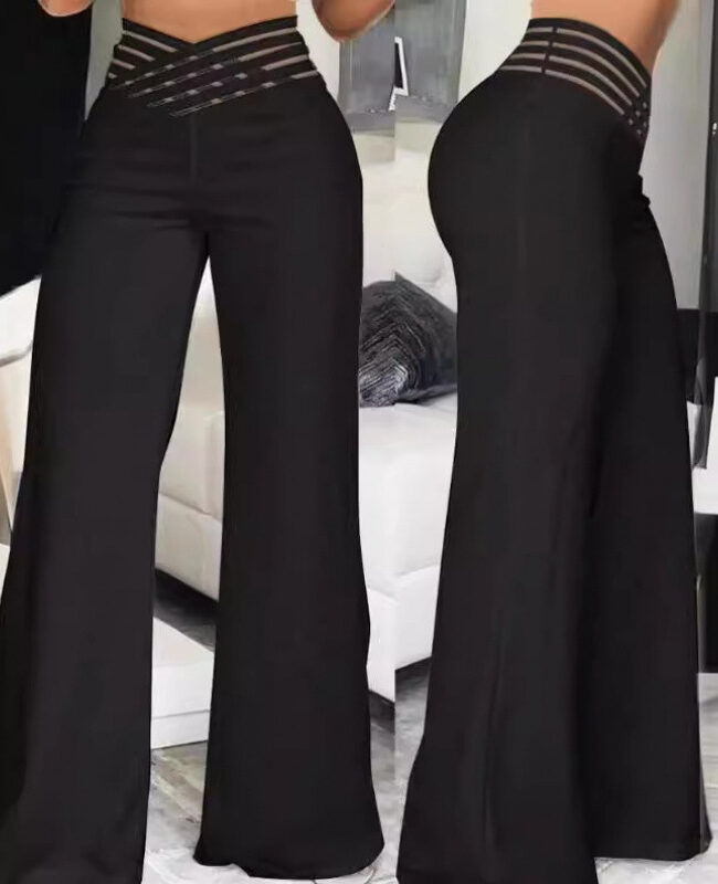 The Violette High Waisted Wide Leg Pants Detail – La Rose Couture Trousers & Skirts