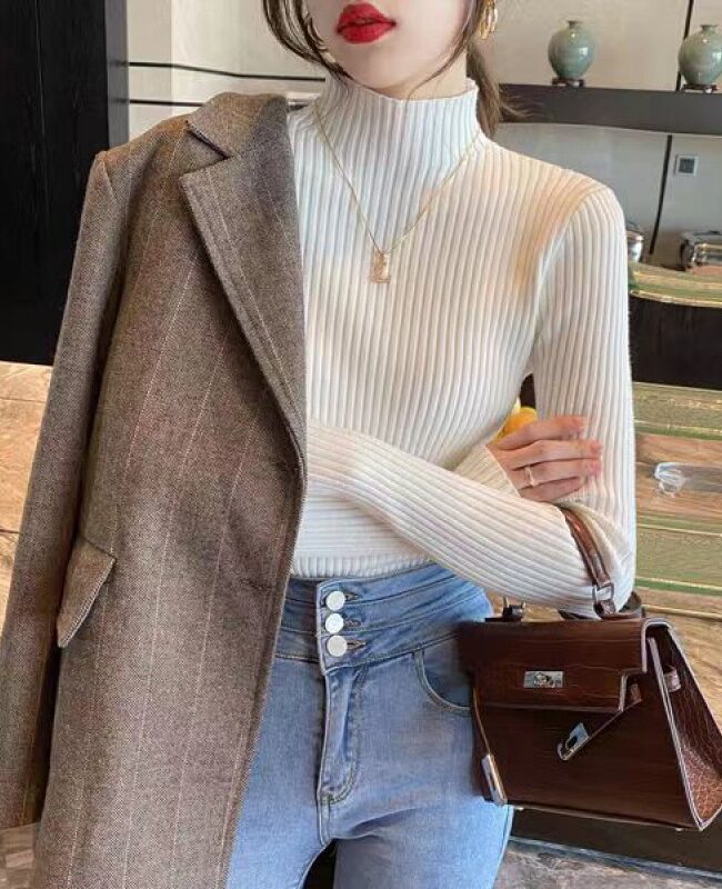 The Colette Half Neck Sweater for Slim Fit Knitted Fabric Detail – La Rose Couture Tops & Blouses