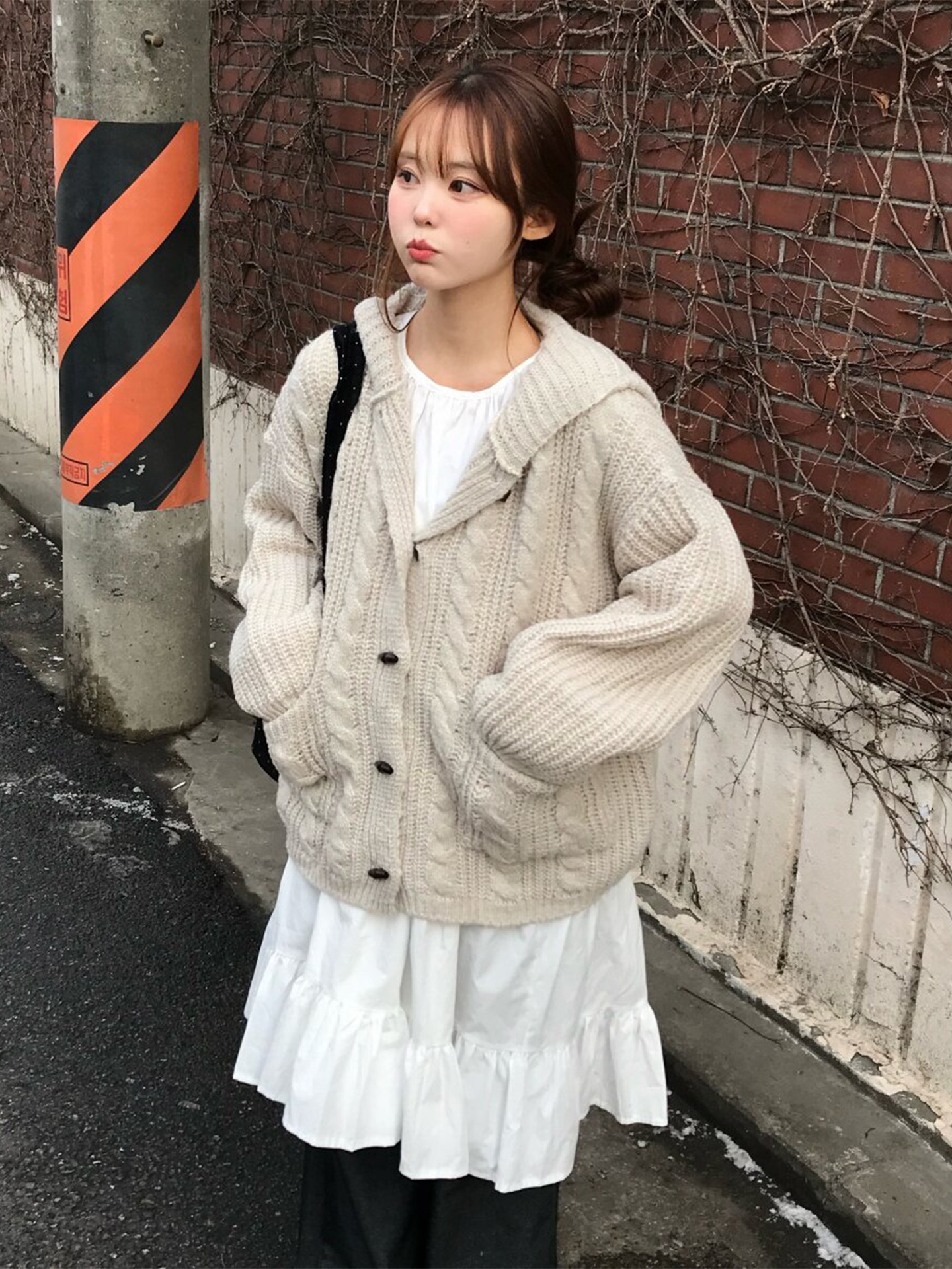 Women's Gray Hooded Button Knit Sweater Jacket - Image 4