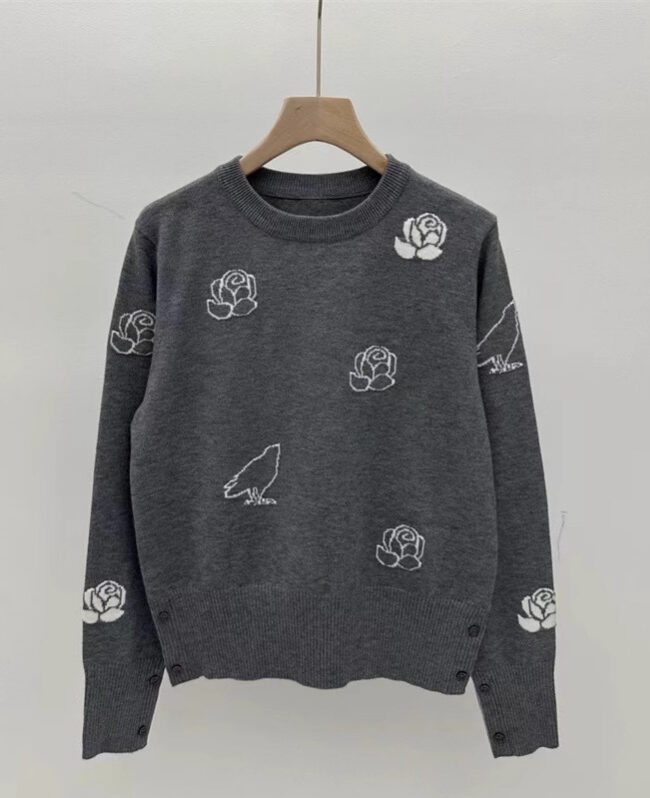 The Carine Fall Winter Round Neck Long Sleeved Knitted Sweater Detail – La Rose Couture Tops & Blouses
