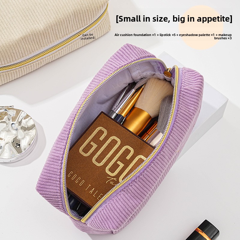 Simple corduroy large-capacity cosmetic and stationery storage bag - Image 5