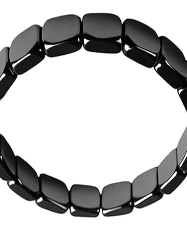 The Sibylle Black Stone Elastic Square Bracelet Hematite Beaded Detail – La Rose Couture Jewellery & Accessories