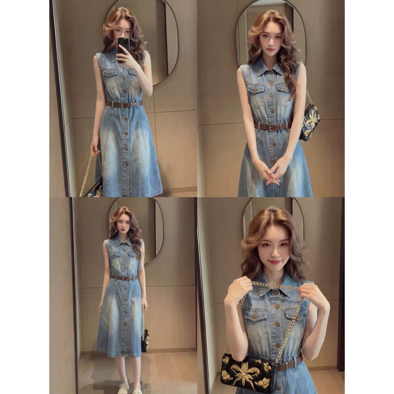 Sleeveless Denim Dress - Image 5