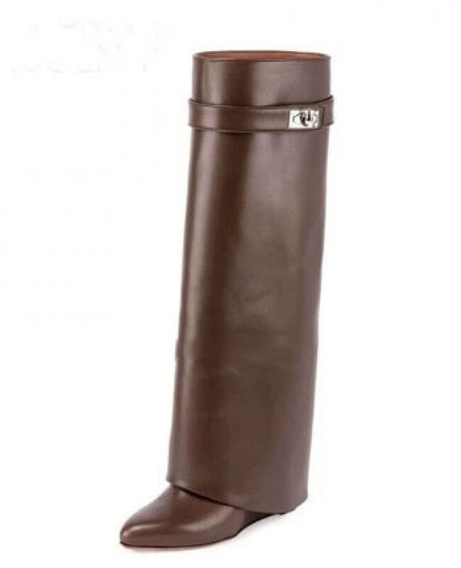 The Yvette Shark Buckle Mid Length Boots – La Rose Couture Shoes & Footwear