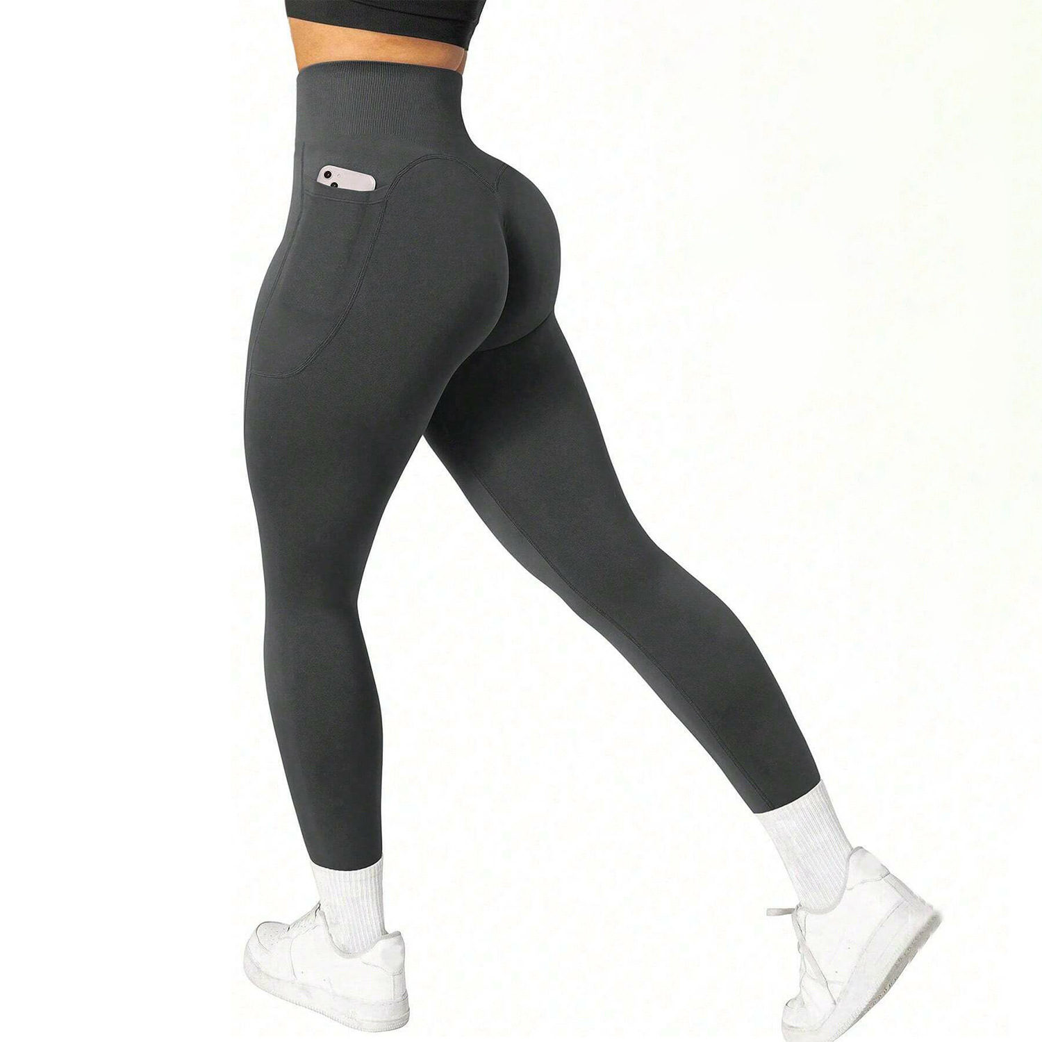 Women's high-waist pocketed athletic leggings - Image 3