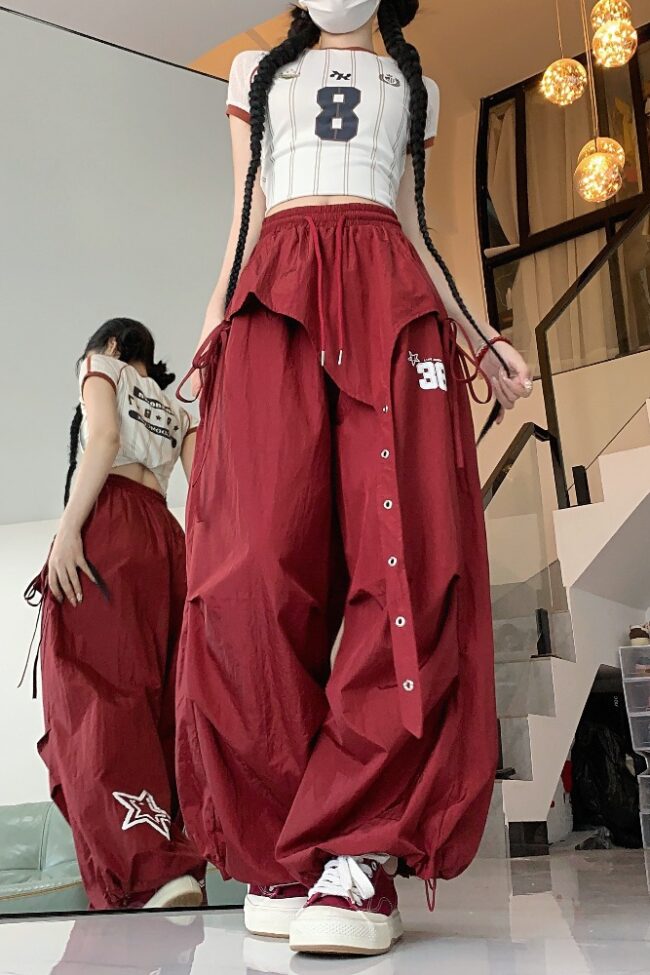 The Florine Quick Dry Wide Leg Cargo Pants Detail – La Rose Couture Trousers & Skirts