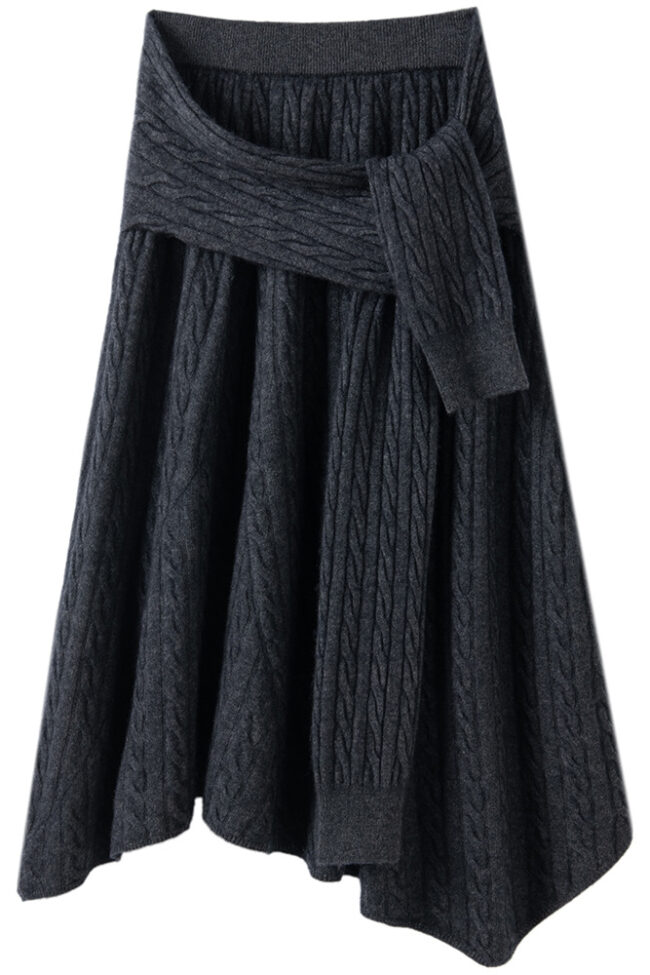 The Camille Cashmere Blend Knitted a Line Skirt Detail – La Rose Couture Trousers & Skirts