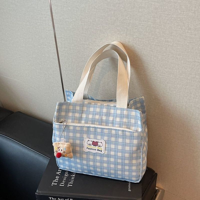 Check Canvas Bag Lightweight Lunch Box Bento Tote - Image 4