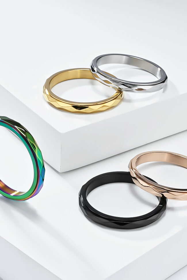 The Constance Geometric Rotating Titanium Steel Ring – La Rose Couture Jewellery & Accessories