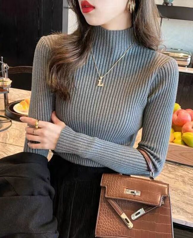 The Colette Half Neck Sweater for Slim Fit Knitted Fabric Detail – La Rose Couture Tops & Blouses