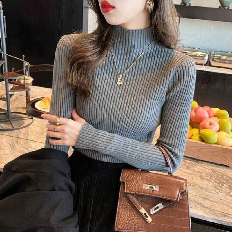 Half-neck sweater for women, slim-fit knitted fabric - Image 2