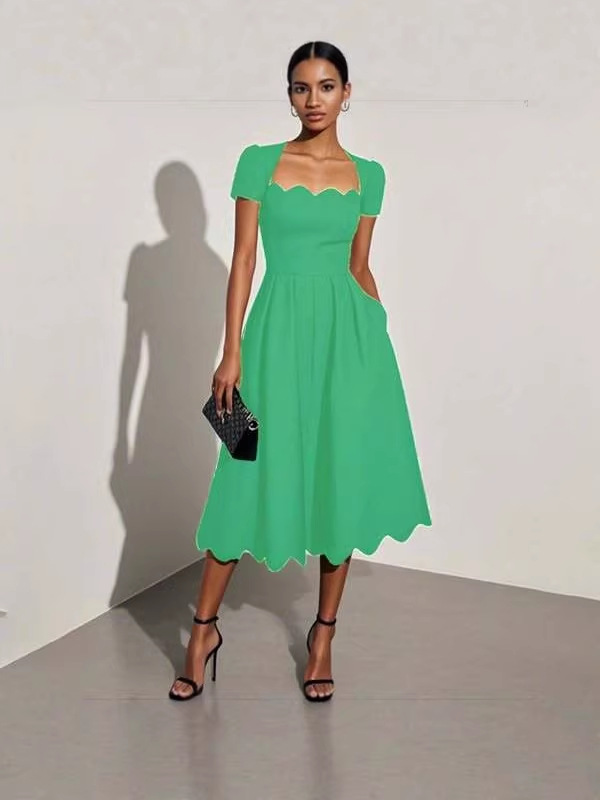Womens Square Neck Digital Print Dress - Image 3