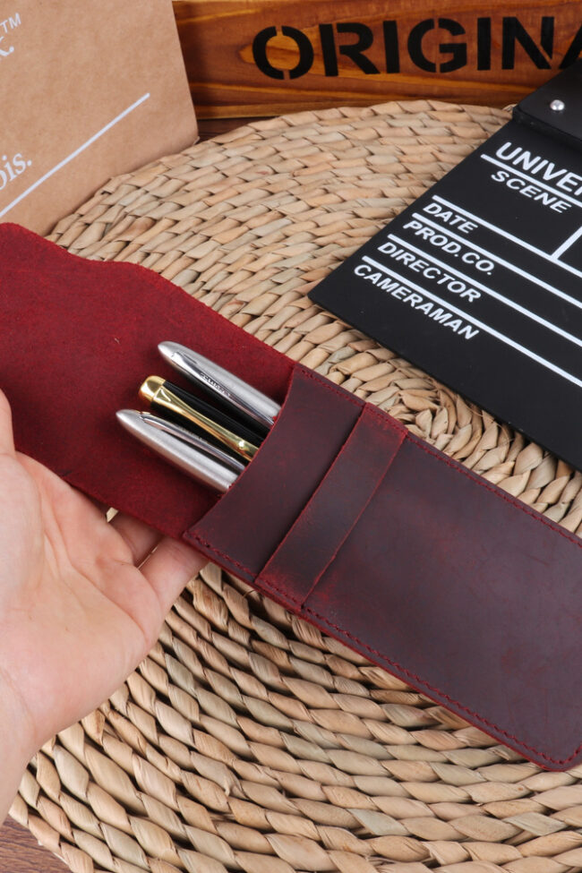 The Adrienne Handmade Crazy Horse Leather Pen Case Vintage Protective Pencil Sleeve Detail – La Rose Couture Jewellery & Accessories