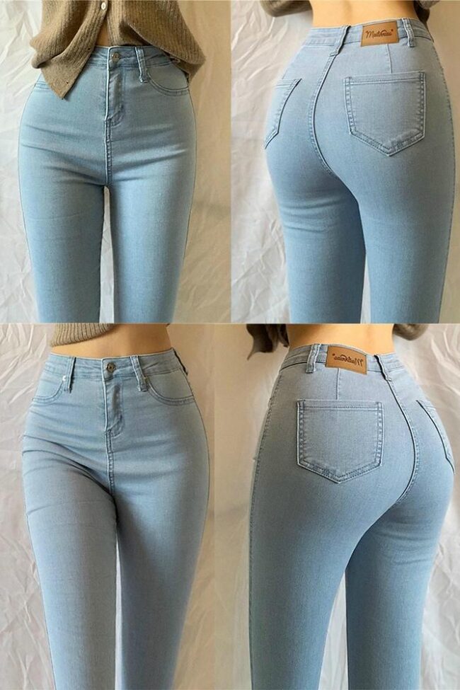 The Aurelia High Waisted Stretch Denim Pants Detail – La Rose Couture Trousers & Skirts