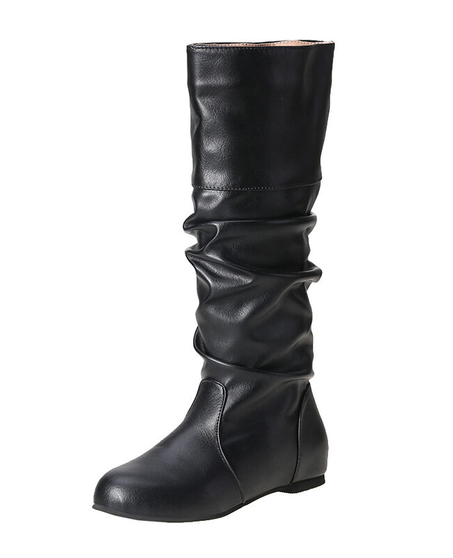 The Yvette Over the Knee Flat Boots Plus Size Inner Heightening Detail – La Rose Couture Shoes & Footwear