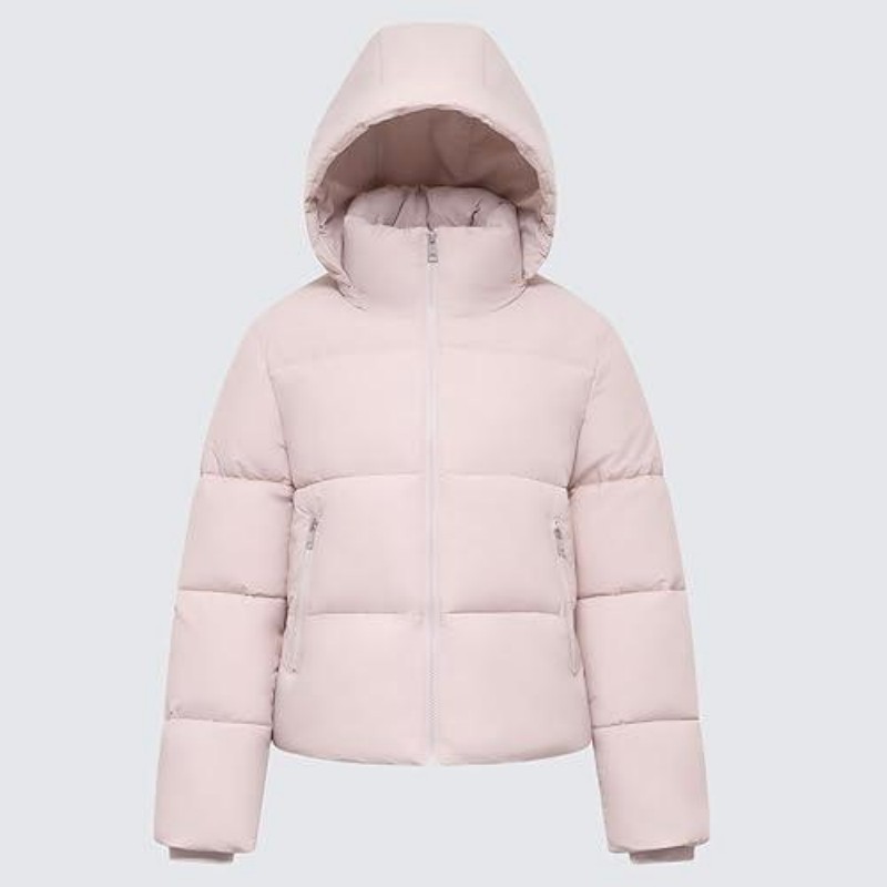 Women's short-sleeved button-down hooded cotton coat - Image 5