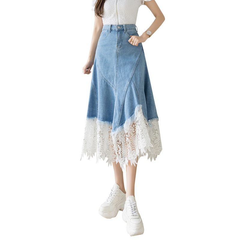 Women's A-Line High Waist Denim Midi Skirt - Image 5