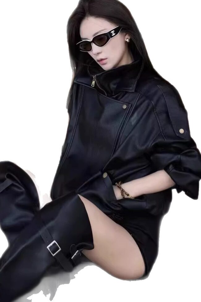 The Penelope Leather Jacket Detail – La Rose Couture Coats & Jackets
