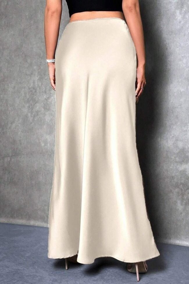 The Sixtine Simple Silk Long Skirt Detail – La Rose Couture Trousers & Skirts