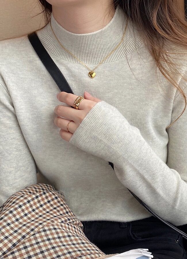 The Manon Slim Fit Half High Collar Knit Pullover Long Sleeve Sweater Detail – La Rose Couture Tops & Blouses
