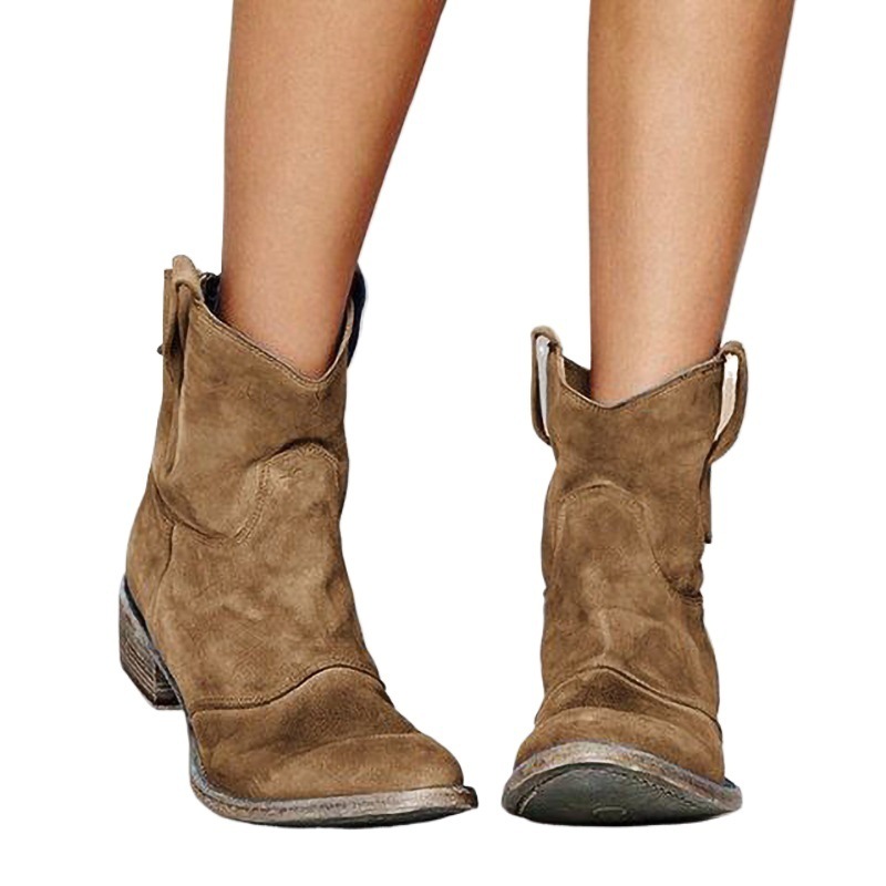Women's Suede Low-Heel Round-Toe Ankle Boots - Image 2
