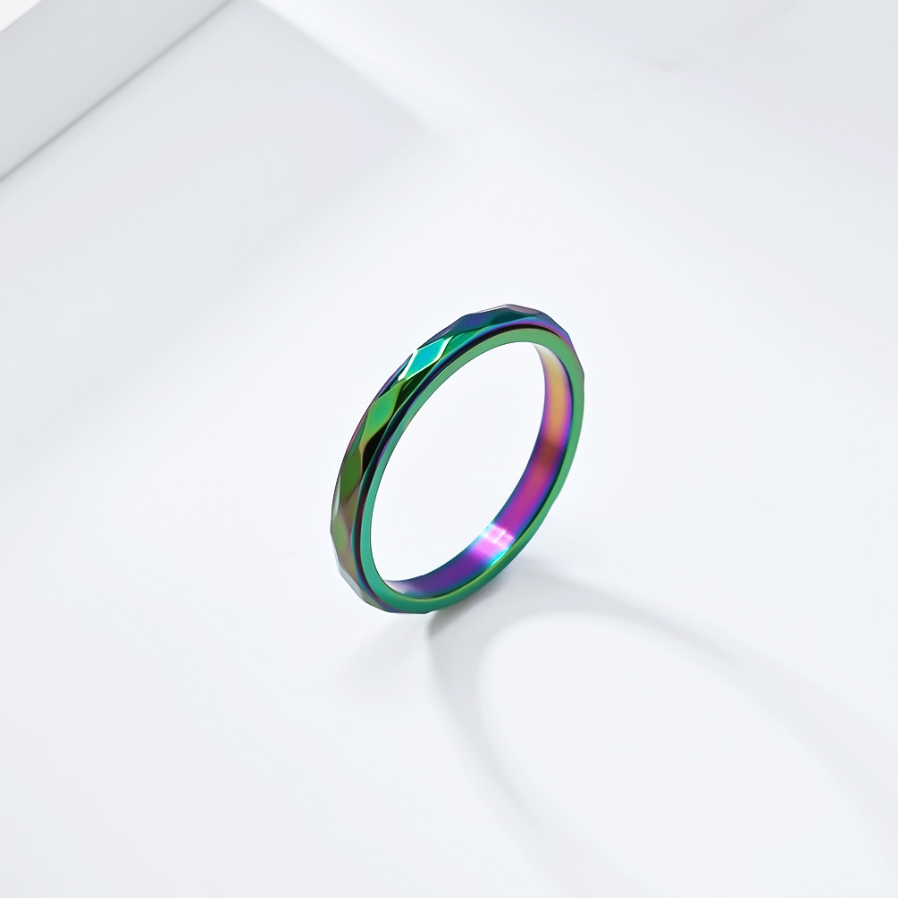 Geometric Rotating Titanium Steel Ring - Image 4