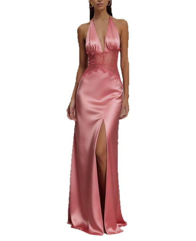 The Zephyrine Elegant Lace Deep V Neck Backless Long Dress Detail – La Rose Couture Dresses & Gowns