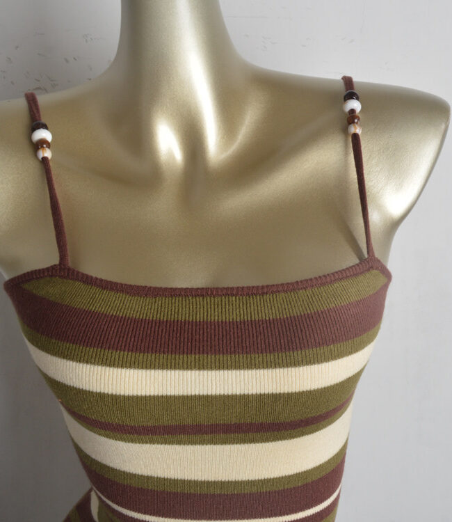 The Astrid Summer High End Knitted Color Block Striped Pleated Spaghetti Strap Dress Detail – La Rose Couture Dresses & Gowns