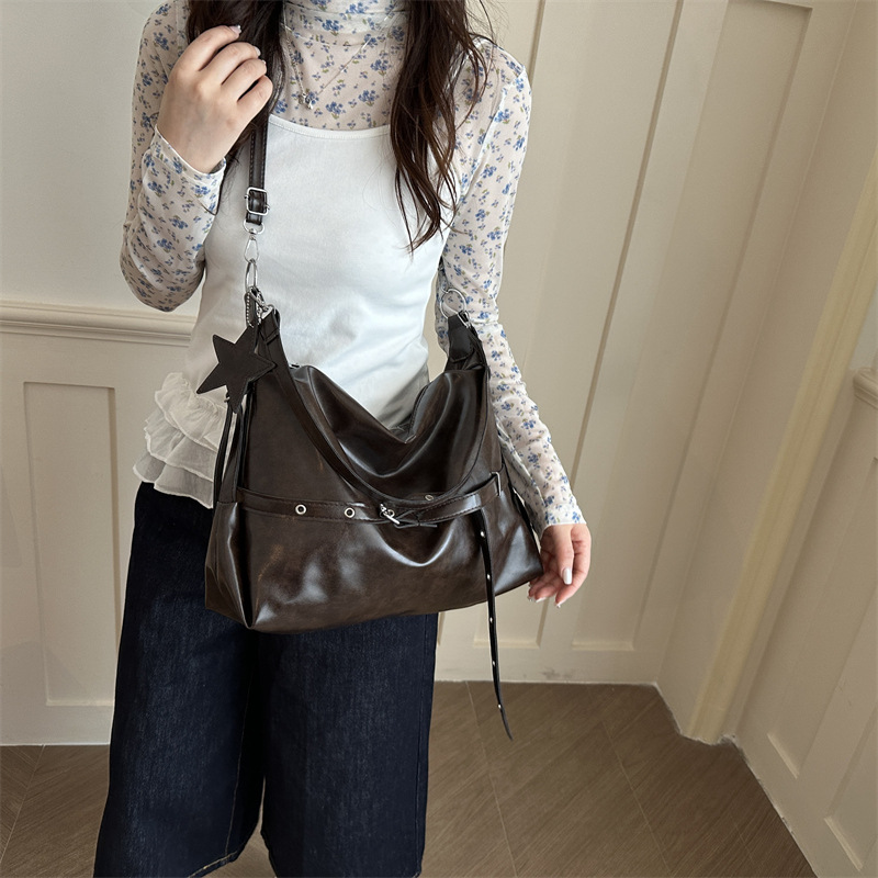Large Capacity PU Shoulder Bag Casual Soft Crossbody Bag