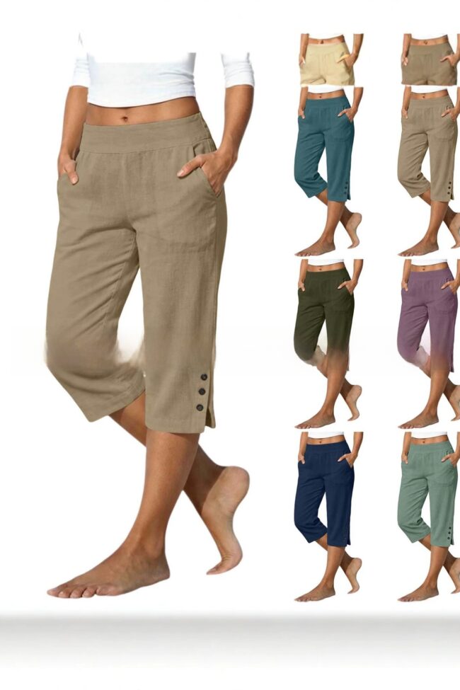 The Cassandre Cotton Linen Straight Leg Pants Detail – La Rose Couture Trousers & Skirts