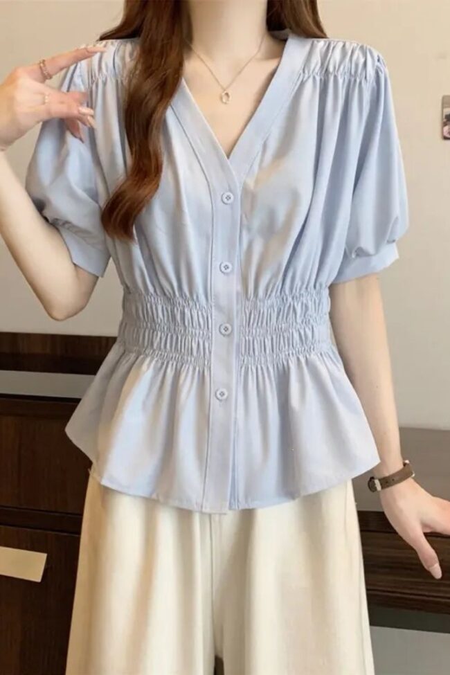 Solid Color Short Sleeve Shirt – La Rose Couture Tops & Blouses