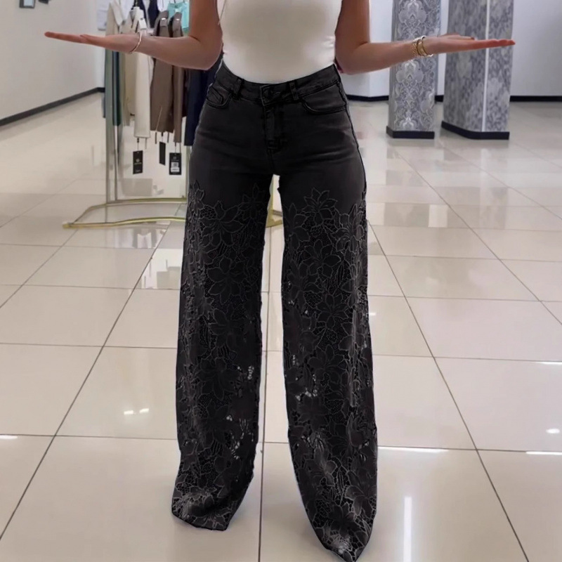 Women's High-Waist Wide-Leg Digital Print Drape Pants - Image 5