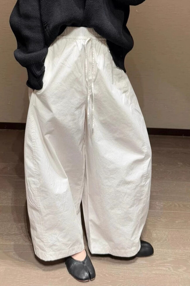 The Clemence Wide Leg Drawstring Elastic Waist Casual Pants Detail – La Rose Couture Trousers & Skirts
