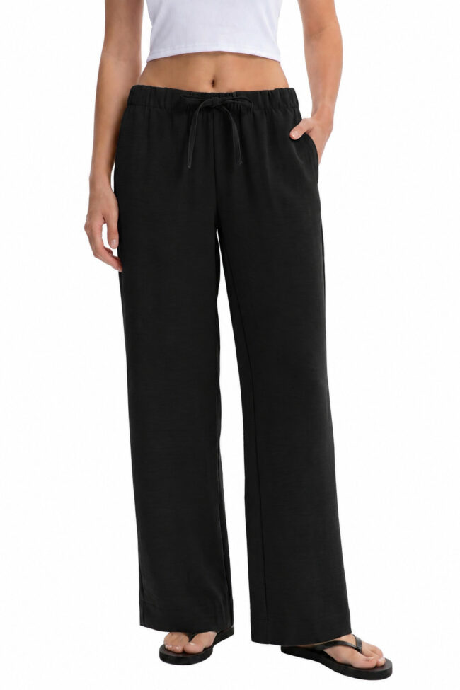 The Elodie Elastic Waist Drawstring Wide Leg Pants Detail – La Rose Couture Trousers & Skirts
