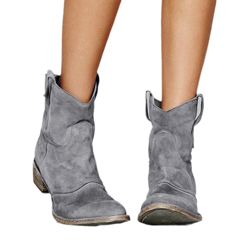 Women's Suede Flat Martin Boots Plus Size Warm Ankle Boots - Image 4