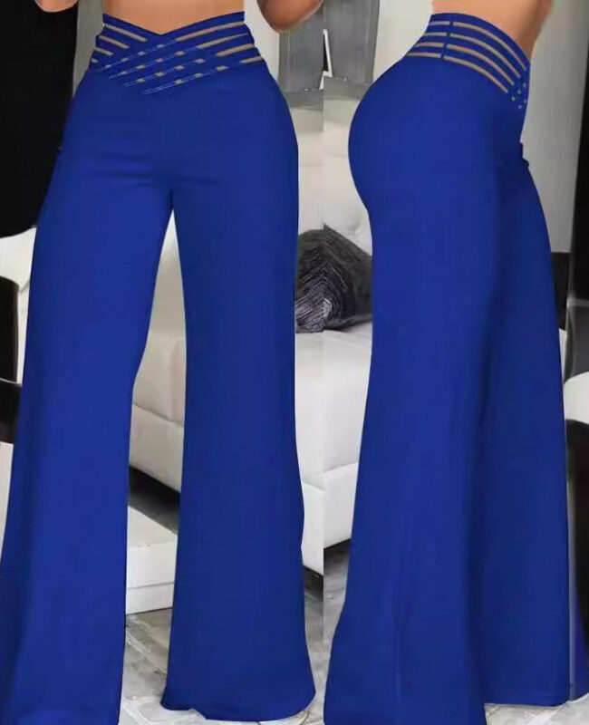 The Florine High Waisted Wide Leg Casual Pants Detail – La Rose Couture Trousers & Skirts