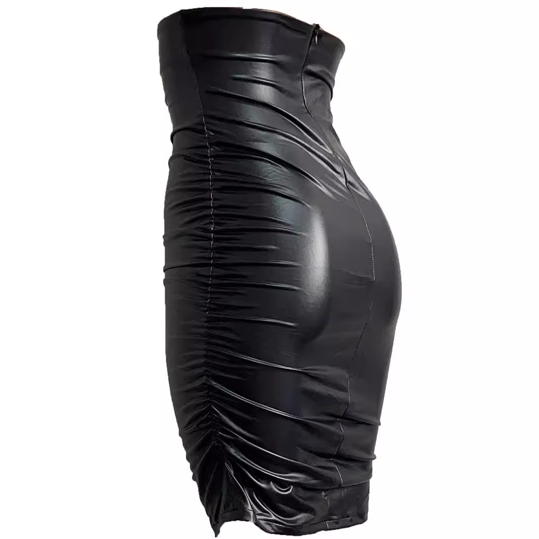 Womens PU Leather Bodycon Skirt - Image 2