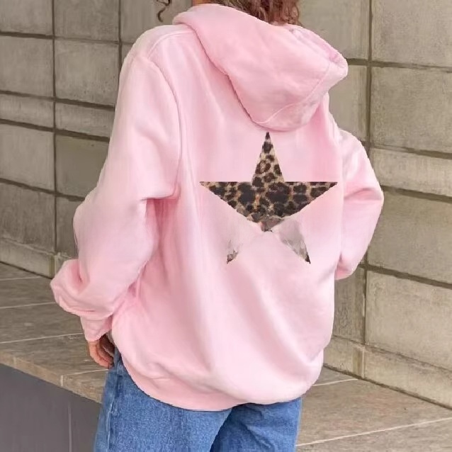 Star print fleece loose-fitting hoodie - Image 3