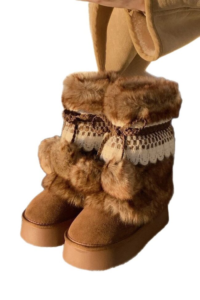 The Alix Retro Thick Soled Brown Boots Detail – La Rose Couture Shoes & Footwear