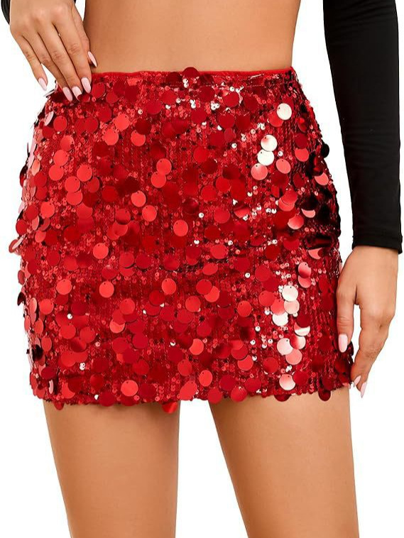 Women's sequin skirt stretch tight mini skirt - Image 3
