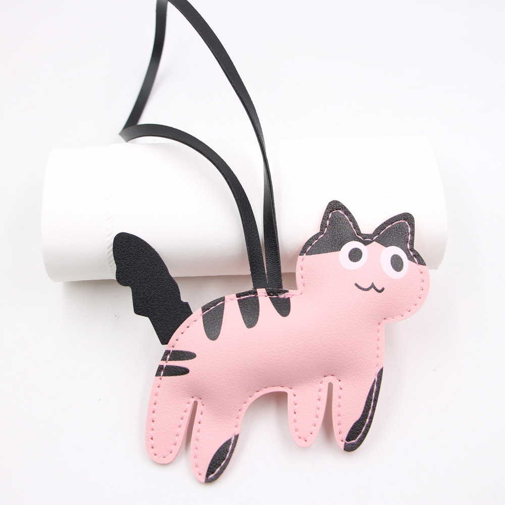 Cute Kitten PU Leather Backpack Pendant Electroplated Bag Charm Luggage Accessory - Image 2