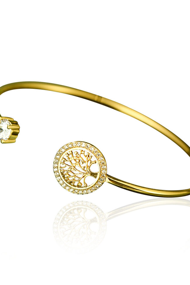 The Nina Simple Gold Plated Tree of Life Zircon Bracelet Detail – La Rose Couture Jewellery & Accessories