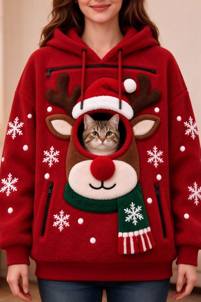 The Lucile Christmas Hooded Fleece Sweatshirt Detail – La Rose Couture Tops & Blouses